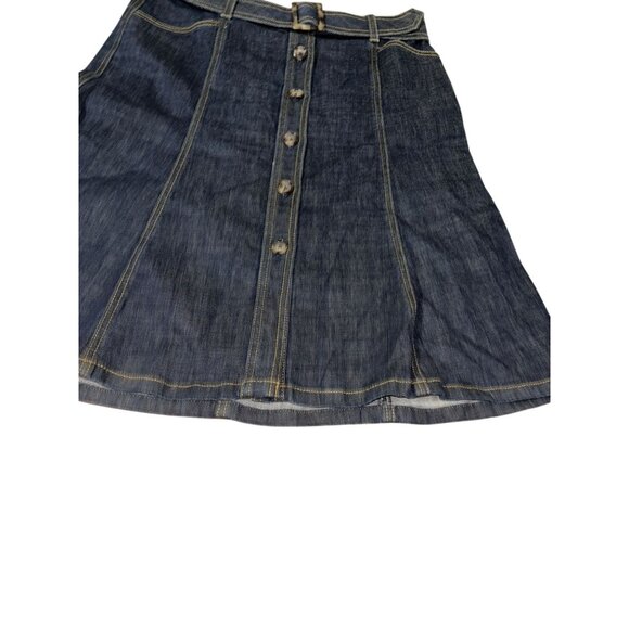 Ann Taylor Size 10 Dark Wash Button Front Denim Skirt - Picture 2 of 5